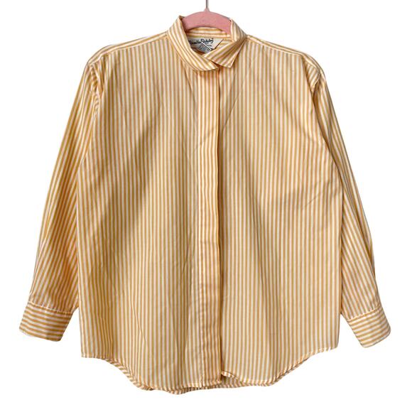 Vintage Diane Von Furstenberg Shirt Womens Size 6 Petite Orange Striped 80s VTG - Picture 1 of 11